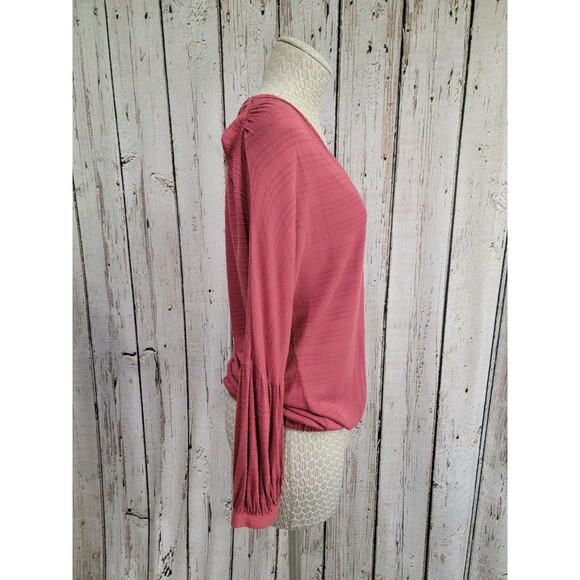 ALK Women's Small Lucky Brand Rose Surplice Long Sleeve Blouse Shirt Top NEW NWT - Picture 3 of 10